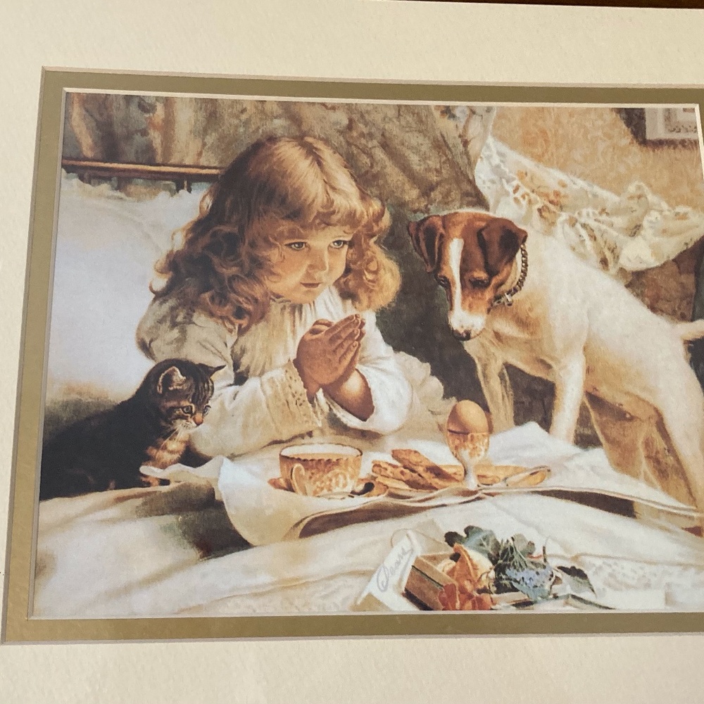 Suspense art print by Charles Burton Barber, 11x14 matted print.